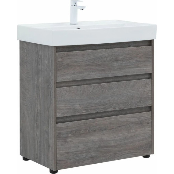 Тумба напольная с раковиной Aquanet Nova Lite 75 см 302473 (3 ящика) дуб рошелье, Цвет фасада: дуб рошелье фото 