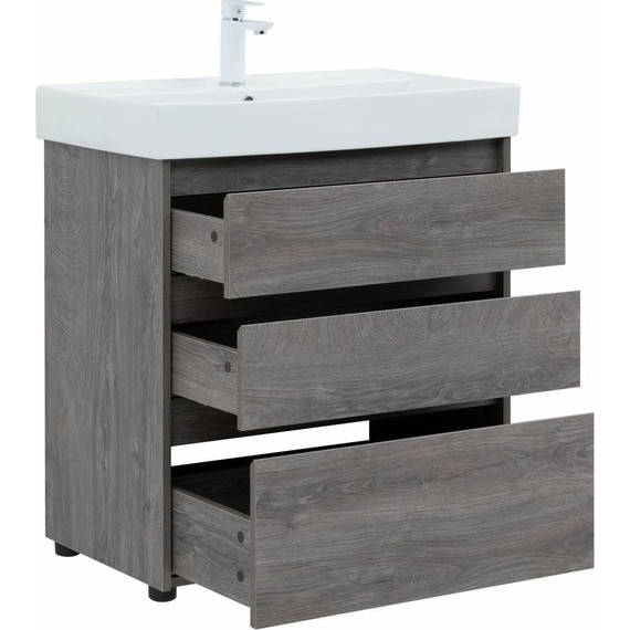 Тумба напольная с раковиной Aquanet Nova Lite 75 см 302473 (3 ящика) дуб рошелье, Цвет фасада: дуб рошелье - 7 Тумба напольная с раковиной Aquanet Nova Lite 75 см 302473 (3 ящика) дуб рошелье, Цвет фасада: дуб рошелье фото 7