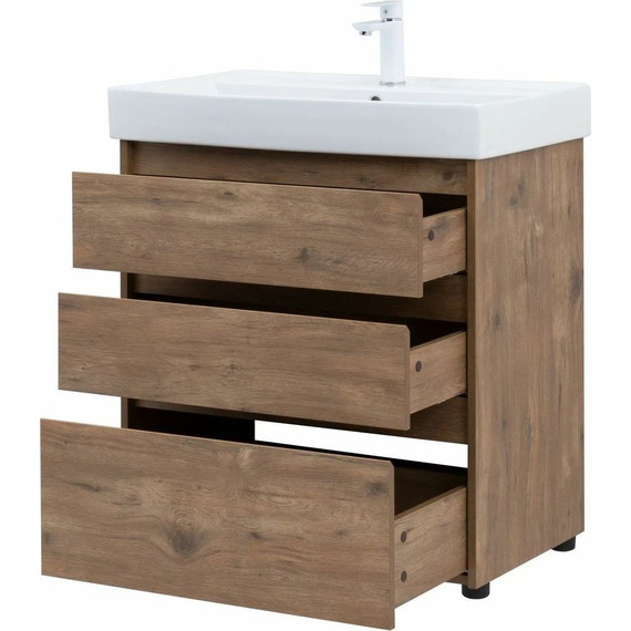 Тумба напольная с раковиной Aquanet Nova Lite 75 см 302474 (3 ящика) дуб рустикальный, Цвет фасада: тёмное дерево - 5 Тумба напольная с раковиной Aquanet Nova Lite 75 см 302474 (3 ящика) дуб рустикальный, Цвет фасада: тёмное дерево фото 5