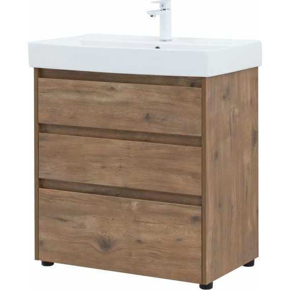 Тумба напольная с раковиной Aquanet Nova Lite 75 см 302474 (3 ящика) дуб рустикальный, Цвет фасада: тёмное дерево - 6 Тумба напольная с раковиной Aquanet Nova Lite 75 см 302474 (3 ящика) дуб рустикальный, Цвет фасада: тёмное дерево фото 6