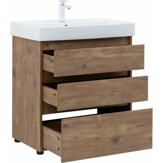 Тумба напольная с раковиной Aquanet Nova Lite 75 см 302474 (3 ящика) дуб рустикальный, Цвет фасада: тёмное дерево - 9 Тумба напольная с раковиной Aquanet Nova Lite 75 см 302474 (3 ящика) дуб рустикальный, Цвет фасада: тёмное дерево фото 9