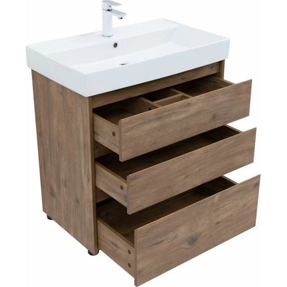 Тумба напольная с раковиной Aquanet Nova Lite 75 см 302474 (3 ящика) дуб рустикальный, Цвет фасада: тёмное дерево - 10 Тумба напольная с раковиной Aquanet Nova Lite 75 см 302474 (3 ящика) дуб рустикальный, Цвет фасада: тёмное дерево фото 10