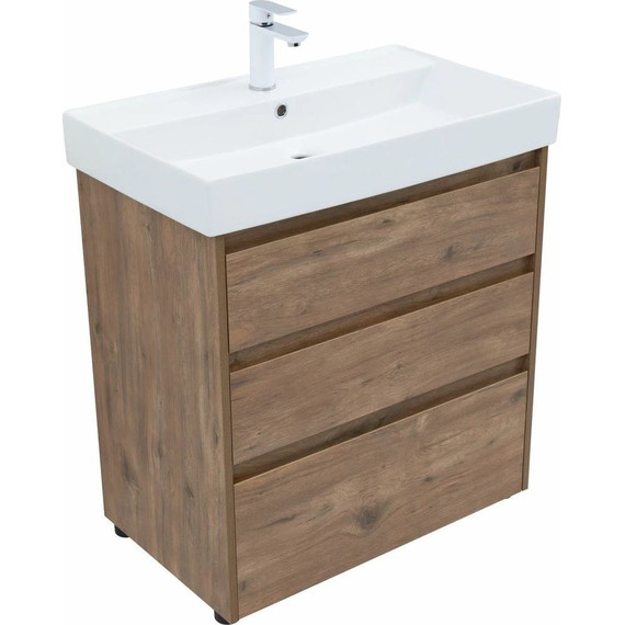 Тумба напольная с раковиной Aquanet Nova Lite 75 см 302474 (3 ящика) дуб рустикальный, Цвет фасада: тёмное дерево - 11 Тумба напольная с раковиной Aquanet Nova Lite 75 см 302474 (3 ящика) дуб рустикальный, Цвет фасада: тёмное дерево фото 11