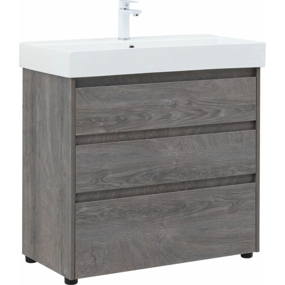 Тумба напольная с раковиной Aquanet Nova Lite 85 см 302476 (3 ящика) дуб рошелье, Цвет фасада: дуб рошелье фото 