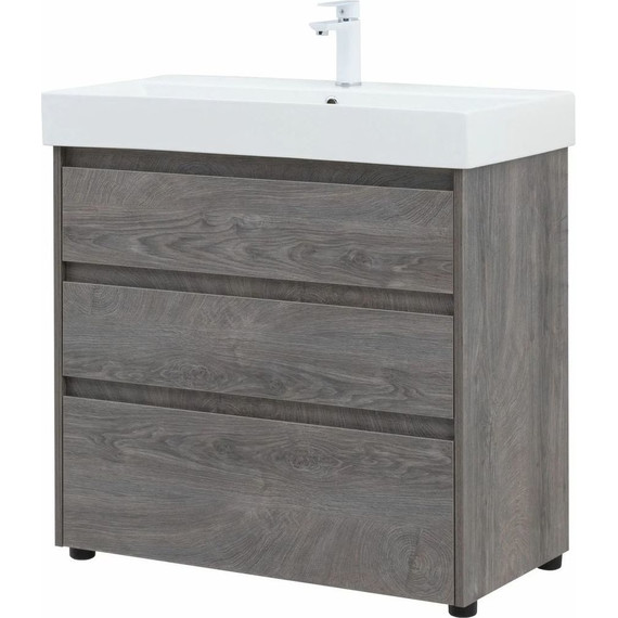 Тумба напольная с раковиной Aquanet Nova Lite 85 см 302476 (3 ящика) дуб рошелье, Цвет фасада: дуб рошелье фото 5