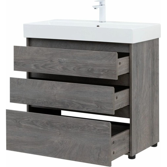 Тумба напольная с раковиной Aquanet Nova Lite 85 см 302476 (3 ящика) дуб рошелье, Цвет фасада: дуб рошелье фото 6