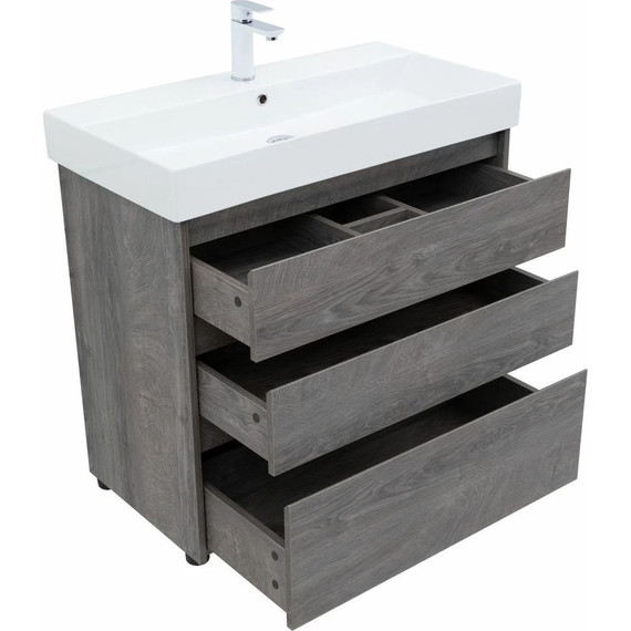Тумба напольная с раковиной Aquanet Nova Lite 85 см 302476 (3 ящика) дуб рошелье, Цвет фасада: дуб рошелье фото 10
