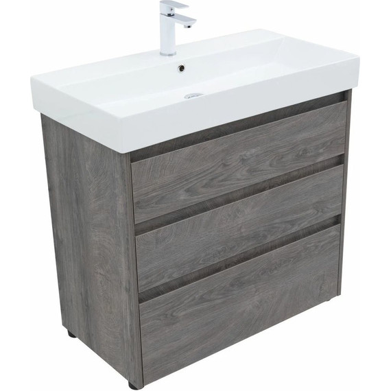 Тумба напольная с раковиной Aquanet Nova Lite 85 см 302476 (3 ящика) дуб рошелье, Цвет фасада: дуб рошелье фото 11