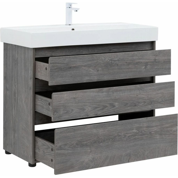 Тумба напольная с раковиной Aquanet Nova Lite 100 см 302479 (3 ящика) дуб рошелье, Цвет фасада: дуб рошелье - 9 Тумба напольная с раковиной Aquanet Nova Lite 100 см 302479 (3 ящика) дуб рошелье, Цвет фасада: дуб рошелье фото 9