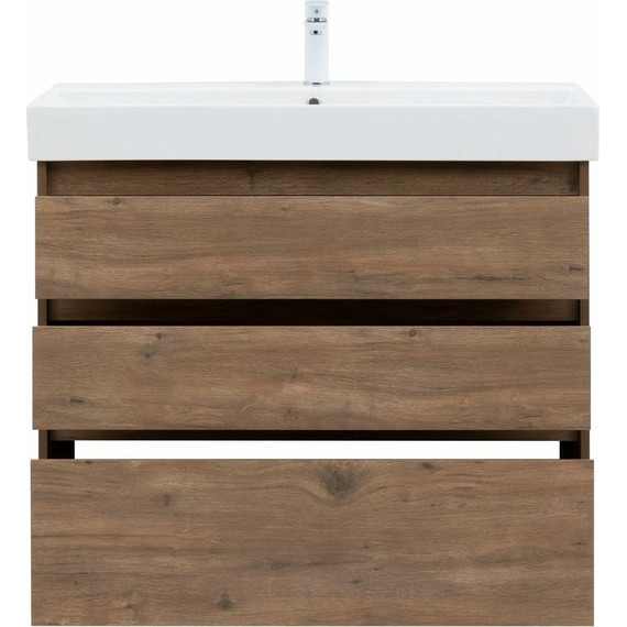 Тумба напольная с раковиной Aquanet Nova Lite 100 см 302480 (3 ящика) дуб рустикальный, Цвет фасада: тёмное дерево - 9 Тумба напольная с раковиной Aquanet Nova Lite 100 см 302480 (3 ящика) дуб рустикальный, Цвет фасада: тёмное дерево фото 9