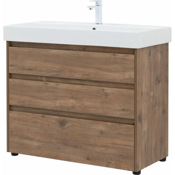 Тумба напольная с раковиной Aquanet Nova Lite 100 см 302480 (3 ящика) дуб рустикальный, Цвет фасада: тёмное дерево - 11 Тумба напольная с раковиной Aquanet Nova Lite 100 см 302480 (3 ящика) дуб рустикальный, Цвет фасада: тёмное дерево фото 11