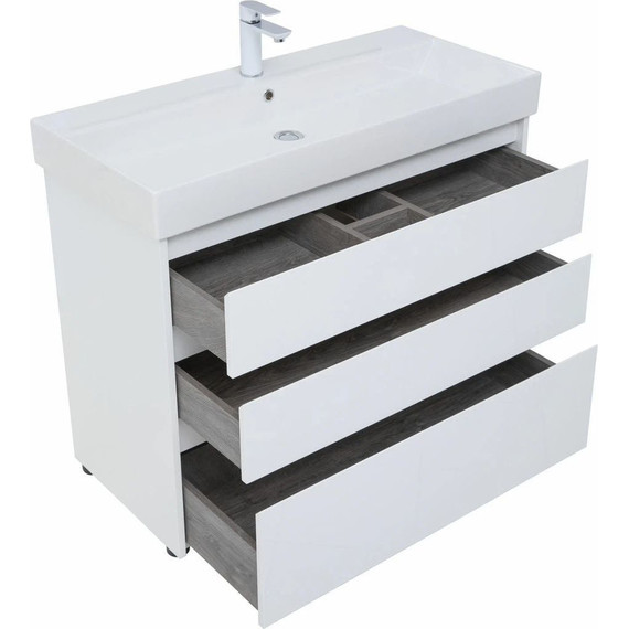 Тумба напольная с раковиной Aquanet Nova Lite 100 см 302478 (3 ящика) белый, Цвет фасада: белый - 5 Тумба напольная с раковиной Aquanet Nova Lite 100 см 302478 (3 ящика) белый, Цвет фасада: белый фото 5