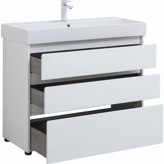 Тумба напольная с раковиной Aquanet Nova Lite 100 см 302478 (3 ящика) белый, Цвет фасада: белый - 7 Тумба напольная с раковиной Aquanet Nova Lite 100 см 302478 (3 ящика) белый, Цвет фасада: белый фото 7