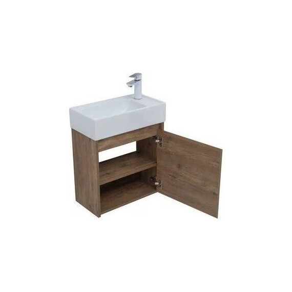 Тумба подвесная с раковиной Aquanet Nova Lite 50 см 298855 (с дверцей) дуб рустикальный, Цвет фасада: тёмное дерево - 4 Тумба подвесная с раковиной Aquanet Nova Lite 50 см 298855 (с дверцей) дуб рустикальный, Цвет фасада: тёмное дерево фото 4