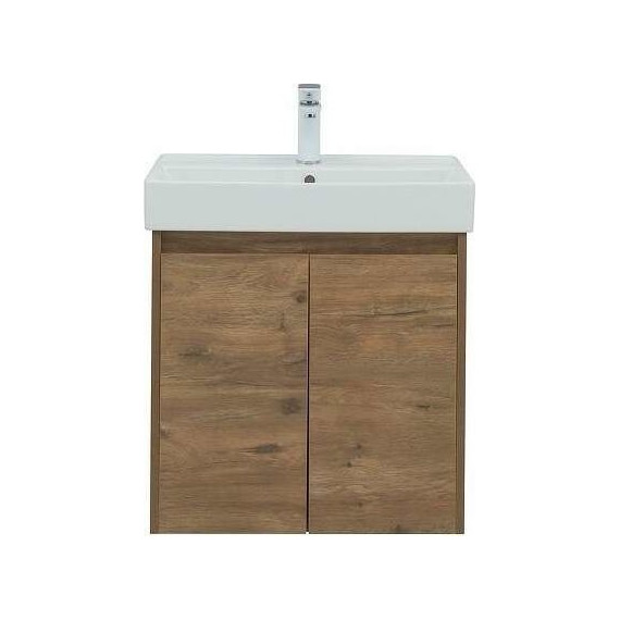 Тумба подвесная с раковиной Aquanet Nova Lite 60 см 298849 (2 дверцы) дуб рустикальный, Цвет фасада: тёмное дерево фото 