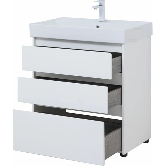 Тумба напольная с раковиной Aquanet Nova Lite 75 см 302472 (3 ящика) белый, Цвет фасада: белый - 10 Тумба напольная с раковиной Aquanet Nova Lite 75 см 302472 (3 ящика) белый, Цвет фасада: белый фото 10