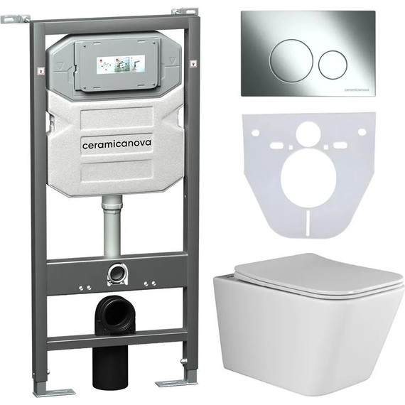 Инсталляция с подвесным унитазом ceramicanova Metric Rimless CN3007_1001CH_1000 фото 