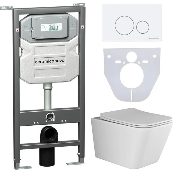 Инсталляция с подвесным унитазом ceramicanova Metric Rimless CN3007_1001W_1000 фото 