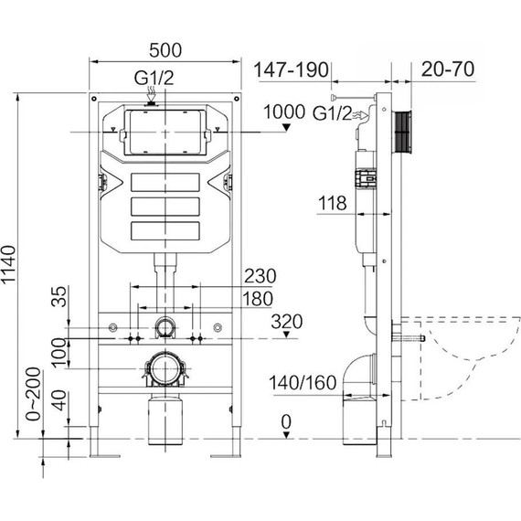 Инсталляция с подвесным унитазом ceramicanova Metropol Rimless CN4002MB_1001CH_1000 - 14 Инсталляция с подвесным унитазом ceramicanova Metropol Rimless CN4002MB_1001CH_1000 фото 14