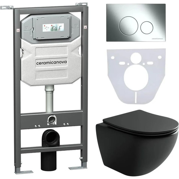 Инсталляция с подвесным унитазом ceramicanova Metropol Rimless CN4002MB_1001CH_1000 фото 