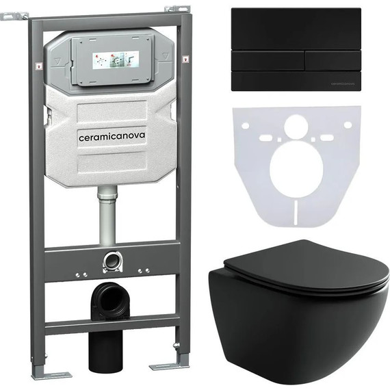Инсталляция с подвесным унитазом ceramicanova Metropol Rimless CN4002MB_1002B_1000 фото 