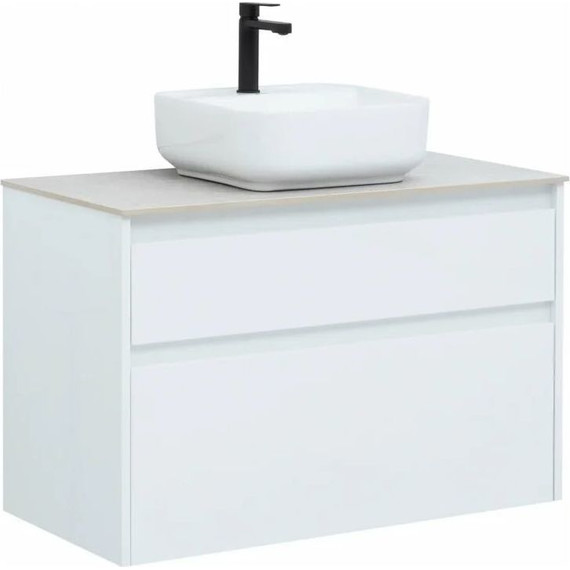 Тумба подвесная со столешницей Aquanet Nova Lite 90 см 242268 (2 ящика) белый, Цвет фасада: белый фото 
