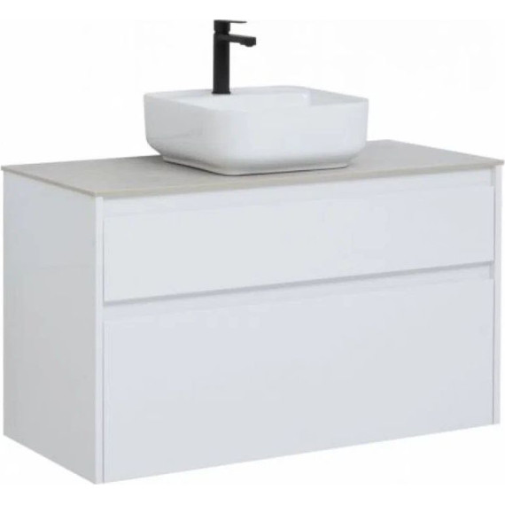 Тумба подвесная со столешницей Aquanet Nova Lite 100 см 242581 (2 ящика) белый, Цвет фасада: белый фото 