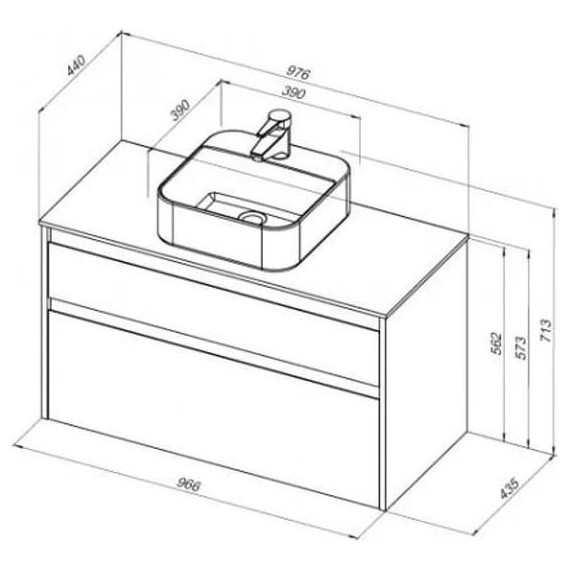 Тумба подвесная со столешницей Aquanet Nova Lite 100 см 242581 (2 ящика) белый, Цвет фасада: белый фото 13