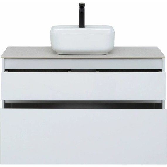 Тумба подвесная со столешницей Aquanet Nova Lite 100 см 242581 (2 ящика) белый, Цвет фасада: белый фото 7