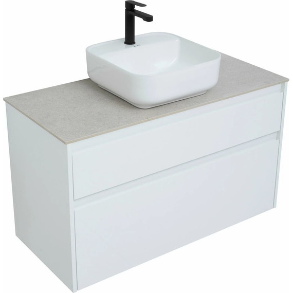 Тумба подвесная со столешницей Aquanet Nova Lite 100 см 242581 (2 ящика) белый, Цвет фасада: белый фото 8