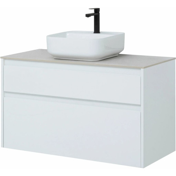 Тумба подвесная со столешницей Aquanet Nova Lite 100 см 242581 (2 ящика) белый, Цвет фасада: белый фото 11