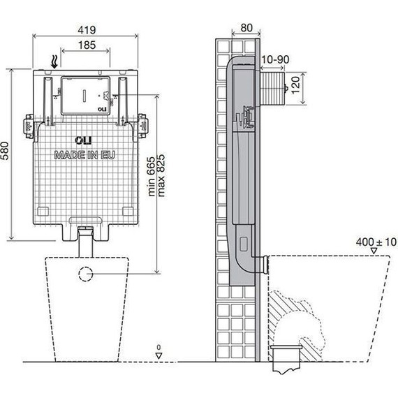 Смывной бачок скрытого монтажа Oli 80 (механический) 600051 фото 2