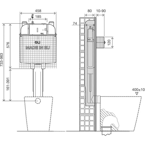 Смывной бачок скрытого монтажа Oli 74 (механический) 601601 фото 2