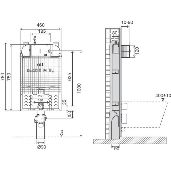 Смывной бачок скрытого монтажа Oli 74 Simflex (под механическую панель слива) 601901 фото 2