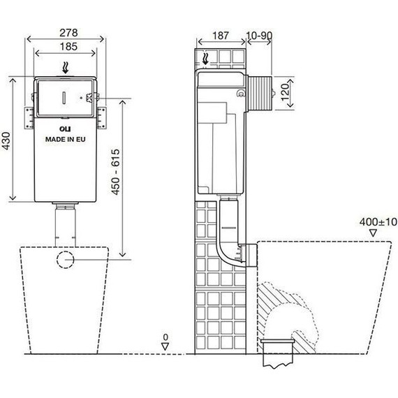 Смывной бачок скрытого монтажа Oli Quadra Plus (механический) 720002 фото 2