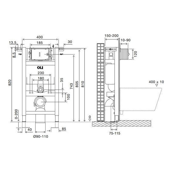 Инсталляция для унитаза Oli Expert Plus Sanitarblock (пневматическая) 721705 фото 5