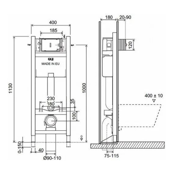 Инсталляция для унитаза Oli Expert Total Black LE (механическая) 886668 фото 3