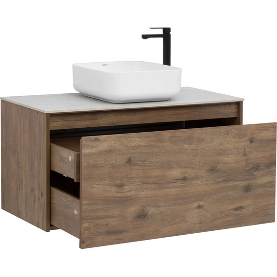 Тумба подвесная со столешницей Aquanet Nova Lite 100 см 249520 (1 ящик) дуб рустикальный, Цвет фасада: тёмное дерево - 5 Тумба подвесная со столешницей Aquanet Nova Lite 100 см 249520 (1 ящик) дуб рустикальный, Цвет фасада: тёмное дерево фото 5