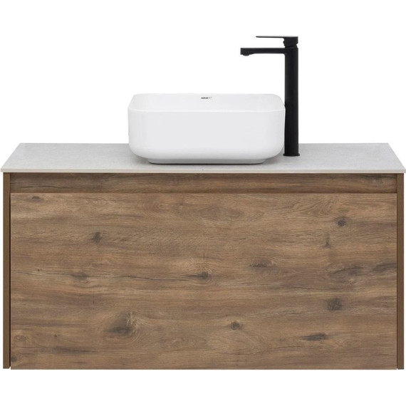 Тумба подвесная со столешницей Aquanet Nova Lite 100 см 249520 (1 ящик) дуб рустикальный, Цвет фасада: тёмное дерево - 9 Тумба подвесная со столешницей Aquanet Nova Lite 100 см 249520 (1 ящик) дуб рустикальный, Цвет фасада: тёмное дерево фото 9