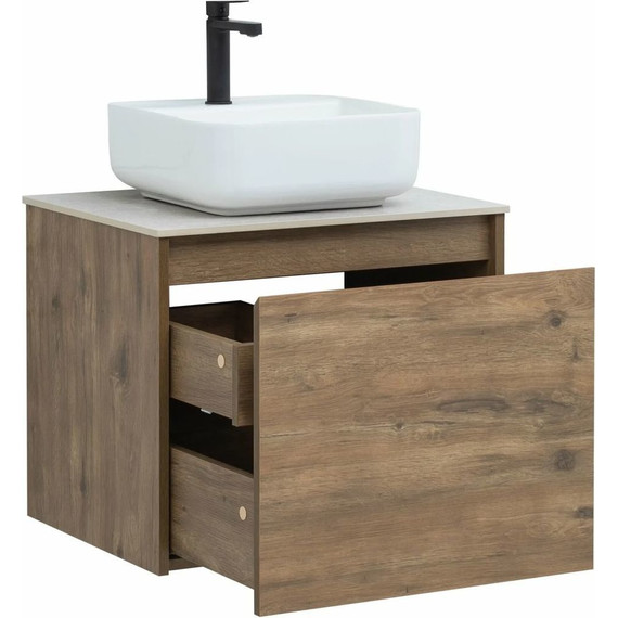 Тумба подвесная со столешницей Aquanet Nova Lite 60 см 249511 (1 ящик) дуб рустикальный, Цвет фасада: тёмное дерево - 6 Тумба подвесная со столешницей Aquanet Nova Lite 60 см 249511 (1 ящик) дуб рустикальный, Цвет фасада: тёмное дерево фото 6