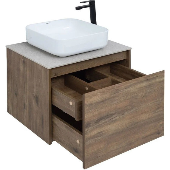 Тумба подвесная со столешницей Aquanet Nova Lite 60 см 249511 (1 ящик) дуб рустикальный, Цвет фасада: тёмное дерево - 11 Тумба подвесная со столешницей Aquanet Nova Lite 60 см 249511 (1 ящик) дуб рустикальный, Цвет фасада: тёмное дерево фото 11