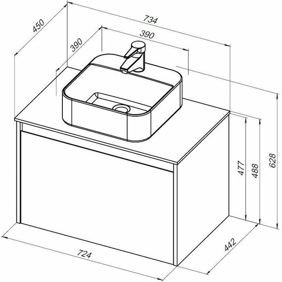 Тумба подвесная со столешницей Aquanet Nova Lite 75 см 242274 (1 ящик) дуб рошелье, Цвет фасада: дуб рошелье - 9 Тумба подвесная со столешницей Aquanet Nova Lite 75 см 242274 (1 ящик) дуб рошелье, Цвет фасада: дуб рошелье фото 9