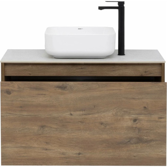 Тумба подвесная со столешницей Aquanet Nova Lite 90 см 249517 (1 ящик) дуб рустикальный, Цвет фасада: тёмное дерево фото 4
