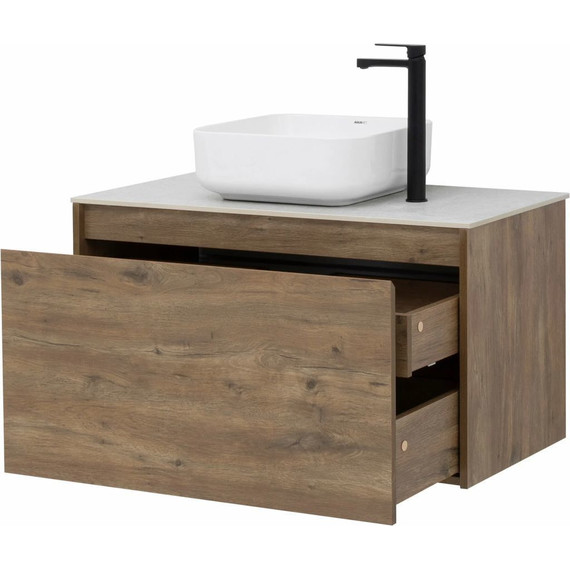 Тумба подвесная со столешницей Aquanet Nova Lite 90 см 249517 (1 ящик) дуб рустикальный, Цвет фасада: тёмное дерево фото 5