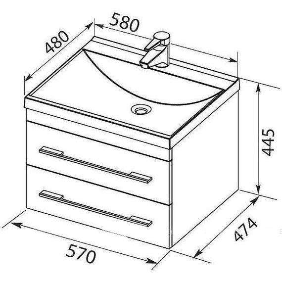 Тумба подвесная с раковиной Aquanet Верона 58 см 272423 (раковина Нота 58) белый матовый фото 4