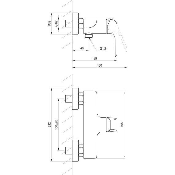 Смеситель для душа Ravak Flat - FL 032.20/150 X070177, чёрный матовый фото 3