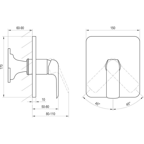 Смеситель для душа Ravak Flat - FL 066.20 X070180+X070139, чёрный матовый - 5 Смеситель для душа Ravak Flat - FL 066.20 X070180+X070139, чёрный матовый фото 5