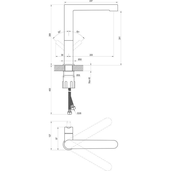Смеситель для кухни Ravak Puri X070183, чёрный матовый фото 3