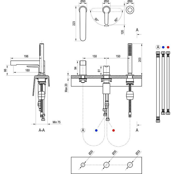 Смеситель для ванны Ravak Puri X070186, чёрный матовый фото 4
