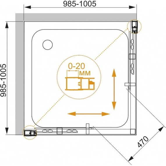 Душевое ограждение Cezares MOMENTO-A-2-100-C-Cr 100х100, хром/прозрачное фото 3